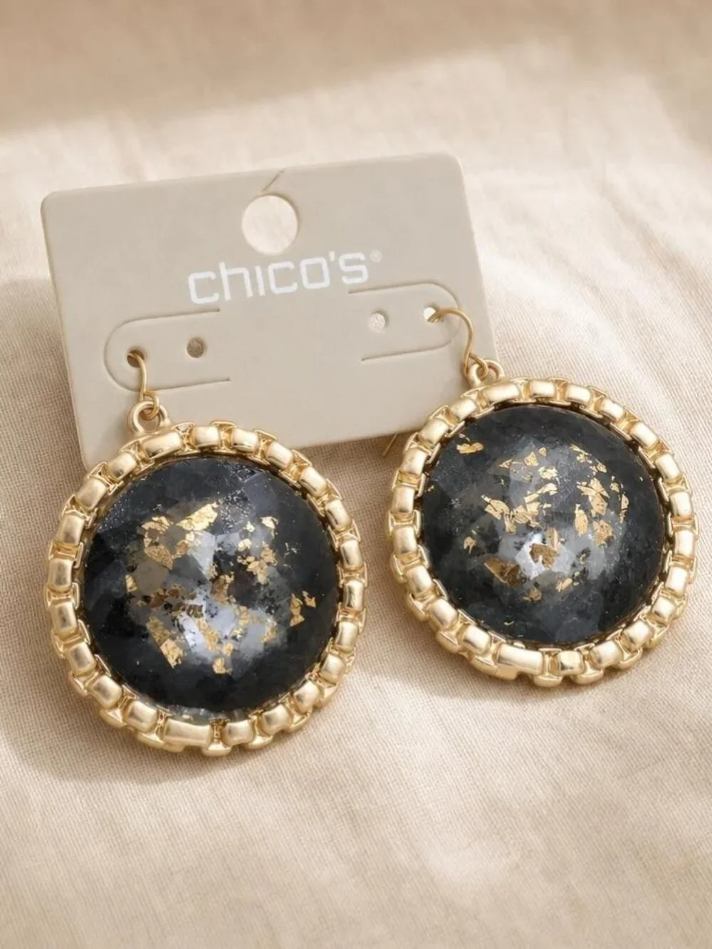 Chico's Black Round Earrings